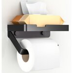 Porte papier toilette avec �tag�re, support papier wc mural, 3 m�thodes d'installation [sans per�age, ...