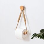 Porte - papier toilette mural en bois et corde, porte - rouleau de papier toilette rustique en tissu, ...
