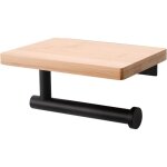 Porte papier toilette mural inox porte rouleau de wc avec support de tlphone, noir