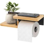 Porte - papier toilette mural, support sans per�age, d�rouleur haute qualit� avec �tag�re, fixation adh�sive ...