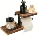 Porte - papier toilette mural avec tablette, support + �tag�re porte - mouchoirs, salle de bain