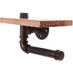 Porte - papier toilette rustique en tuyau avec �tag�re, support mural industriel en bois style ferme ...