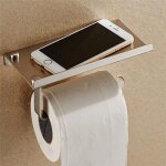 Porte papier toilette avec support de t�l�phone - en inox - montage mural