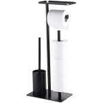 Porte - papier toilette vertical pour 3 rouleaux avec petit disque et brosse wc noir