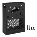 Porte - parapluies en mtal, support  rectangulaire, avec rceptacle d'eau amovible, 4 crochets, motifs ...