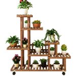 Porte plantes et étagère à plantes - Étagère à fleurs en bois supports de pots à roulettes porte plante ... Porte plantes et étagère à plantes - Étagère à fleurs en bois supports de pots à roulettes porte plante ...