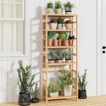 Porte plante interieur bamboo - tagre plante  6 niveaux support pot de fleurs avec tagres de haute ...