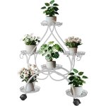 Porte plantes en m�tal blanc � roulettes �tag�res � fleurs � 6 plateaux design en forme de l'amour, echelle ...