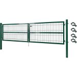 Porte portail jardin 300 cm cadenas serrures cls galvanis acier  double aile vert slection v2aox
