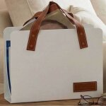 Porte - revues 35x10x38 cm en m�tal blanc et pu marron