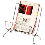 Porte - revues en m�tal chrom� gris - hauteur 34 x longueur 31 x profondeur 17 cm
