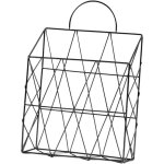 Porte - revues mural m�tal noir, panier suspendu robuste, rangement journaux / documents, moderne