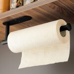 Porte - rouleau cuisine sans per�age en acier inoxydable, support papier noir pour cuisine