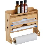 Distributeur papier aluminium et film alimentaire 3 en 1, porte - rouleaux mural, bambou, 30, 5x36, 5x12cm, ... Distributeur papier aluminium et film alimentaire 3 en 1, porte - rouleaux mural, bambou, 30, 5x36, 5x12cm, ...