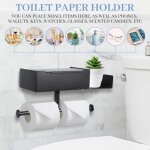 Porte - rouleau de papier toilette mural avec boîte à mouchoirs, support sans perçage pour salle de bain ... Porte - rouleau de papier toilette mural avec boîte à mouchoirs, support sans perçage pour salle de bain ...