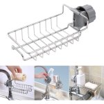 Porte - savon en acier inoxydable pour cuisine et salle de bain, r�glable, pour savon, lavabos, chiffons, ...