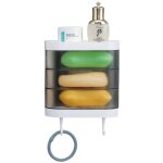 Porte - savon mural  3 couches avec 2 crochets, support de savon rotatif  180 degrs, tanche  la ...