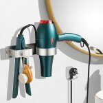 Porte seche cheveux mural, porte seche cheveux et lisseur pour salle de bains / chambre / htel, support ...
