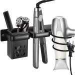 Porte s�che cheveux, support seche cheveux et lisseur, support de lisseur aluminium, support mural pour ...