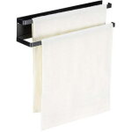 Porte - serviettes adh�sif en acier inoxydable, sans per�age, avec crochets pour salle de bain (40 cm, ...