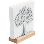 Porte - serviettes bois de manguier et m�tal arbre argent�