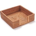 Porte - serviettes carr� en rotin tress�, 19 x 19 x 6 cm, pour table de restaurant, cuisine ou salle ...