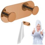 Porte - serviettes double crochet mural autocollant or rose