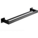 Porte serviette double salle de bain, noir barre porte serviette mural, porte essuie salle de bain en ...