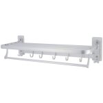 Porte serviettes etagere avec crochet rectractable aluminium a sticker ou a fixer - chrome - tendance ...