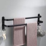 Porte - serviettes mural avec 2 crochets porte serviettes salle de bain etag�res serviette en aluminium ...