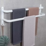 Porte - serviettes mural 2 �tages porte serviette salle de bain avec crochets porte - serviettes aluminium ...