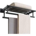 Porte - serviettes mural, grand porte - serviettes avec double barre pour salle de bain et toilettes, ...