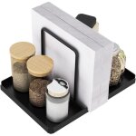 Porte - serviettes noir en m�tal avec plateau pour sali�re et poivri�re, distributeur de serviettes pour ...