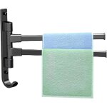 Porte - serviettes pivotant � 2 bras, support mural pour serviettes, alliage d'aluminium rotation � 180 ...