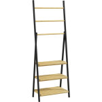 Porte - serviettes pliable 3 barres de suspension et 3 �tag�res en bambou pour salle de bains, structure ...