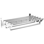 Porte - serviettes r�tractable en acier inoxydable de 70 cm, �tendoir � linge de balcon sans perforation, ...