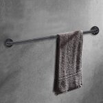 Porte - serviettes rustique en tube noir de 80 cm, robuste, mural, porte - serviettes en fer pour salle ...