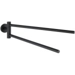 Porte serviette salle de bain mural uno bosio black, barre porte - serviettes mural avec 2 bras mobiles, ...
