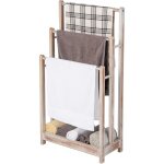 Costway porte - serviettes sur pied en bois, 3 barres et �tag�re de rangement inf�rieure, dispositif ...