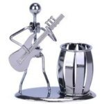 Porte - stylo � guitare, cr�atifs porte - crayons en m�tal en forme de musicien, organisateur de bureau ...