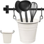 Porte - ustensiles de cuisine en m�tal et pot � herbes avec crochets