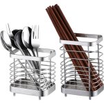 Porte ustensiles inox, 2pcs egouttoir couvert pot ustensile de cuisine, support ustensiles rangement ...