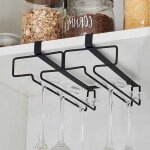 Porte - verres � vin noir � double rang�e ? porte - verres suspendu, support de suspension pour verres ...