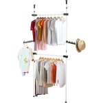 Porte - v�tements 2 p�les 2 barres cintre t�lescopique organisateur de garde - robe rail en tissu porte ...