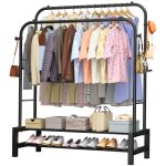 Porte - v�tements � double tige portant loefme, 110 x 40 x 160 cm v�tements penderie cintre tiges avec ...