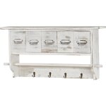Hhg - jamais utilis] portemanteau mural, tagre 5 tiroirs, 65x13x32cm, shabby chic, vintage, blanc