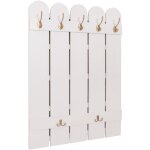 Mendler - portemanteau mural hwc - n95, panneau de vestiaire, paulownia 7 crochets 86x60cm - blanc
