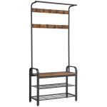 Portemanteau vestiaire meuble d?entr�e avec crochets amovible banc et �tag�re � chaussures longueur 84 ...