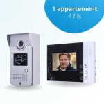 Portier interphone vid�o cards 4 fils - 1 �cran noir - avec lecteur de badge