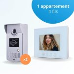 Portier interphone vid�o cards 4 fils pour 2 entr�es - 1 appartement - 2 platines - 1 �cran blanc 7  ...